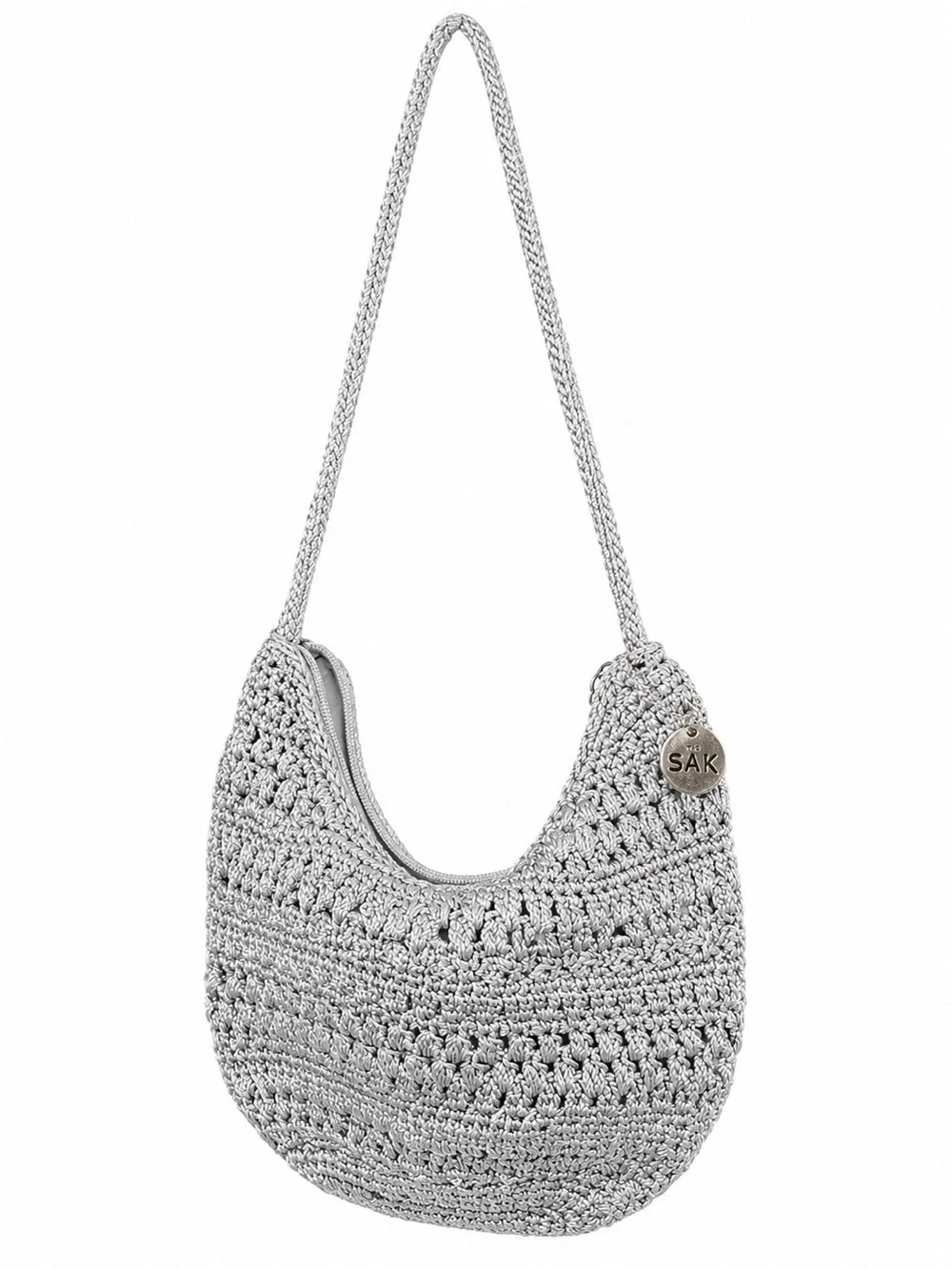 The Sak Silver Crochet Hobo Shoulder Bag